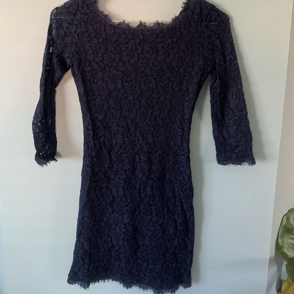 DVF Zarita Navy Lace Dress